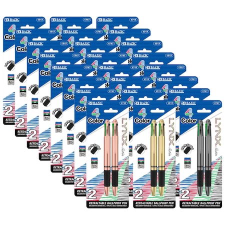 Bazic Products Lynx Satin Top 4-Color Pen with Cushion Grip, 48PK 1717